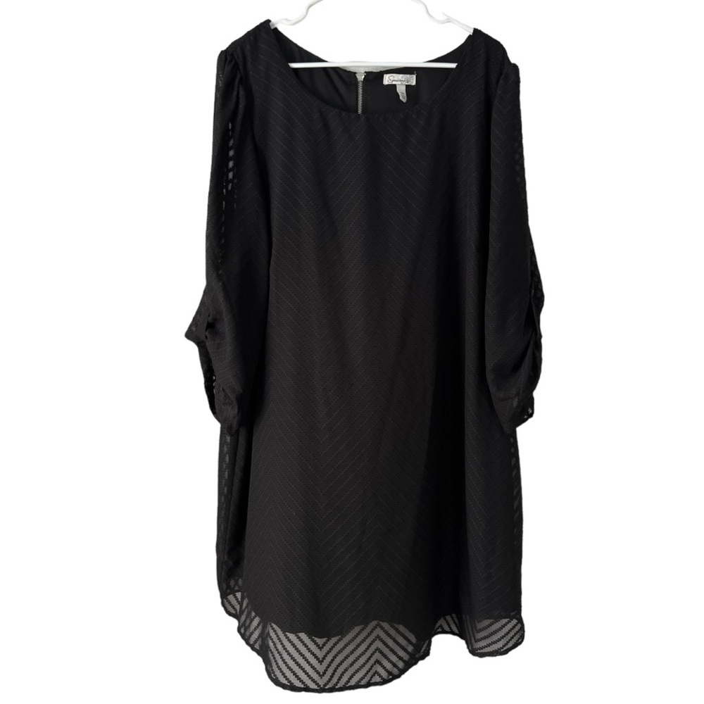 Speechless Black Long Roll-Tab Sleeves Dress Size 3X